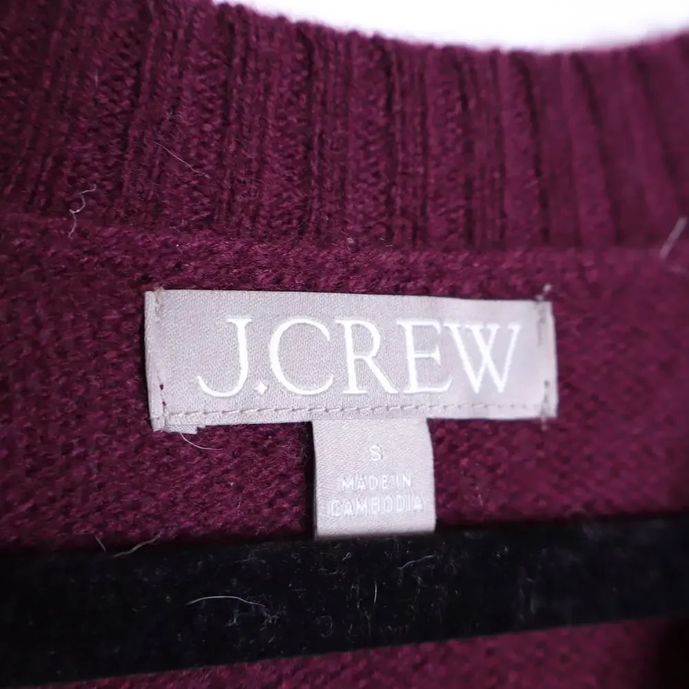 J. CREW Oversized Vintage Sweater Tee Darkstar Burgundy Wool Women's S